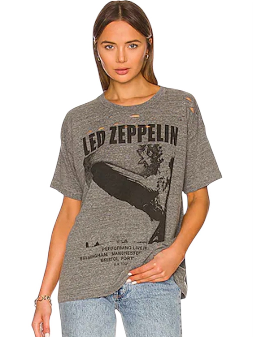Daydreamer Led Zeppelin Distressed Gray Graphic‎ T-Shirt Size Small